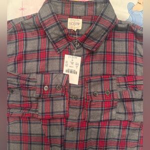 J. Crew Red and Gray Checkered Shirt
